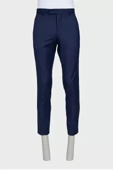 Men's blue straight-cut wool suit
