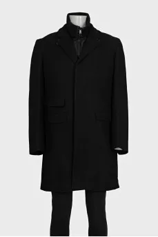 Men's black wool coat with tag
