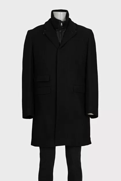 Men's black wool coat with tag
