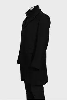 Men's black wool coat with tag