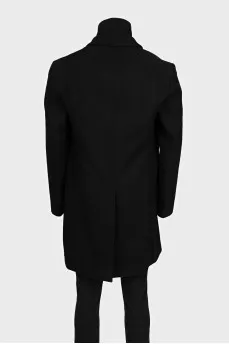 Men's black wool coat with tag