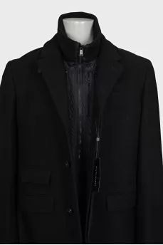 Men's black wool coat with tag