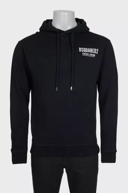 Men's black hoodie with logo
