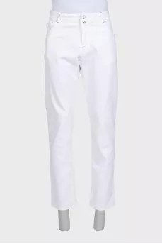 Men's straight white jeans