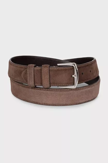 Men's brown suede belt