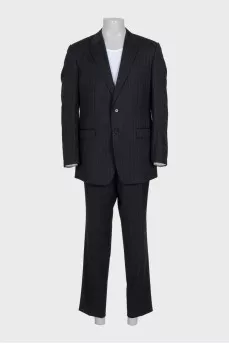 Men's white striped wool suit