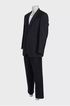 Men's white striped wool suit