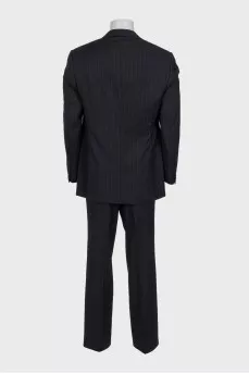 Men's white striped wool suit