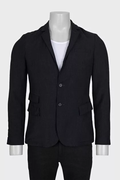 Men's single-breasted wool and linen jacket
