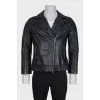 Men's black leather jacket with tag