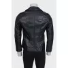 Men's black leather jacket with tag