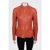 Leather jacket with perforation and zipper