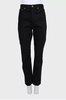 Black straight leg button-down jeans