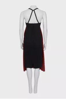 Silk dress in red and black stripes