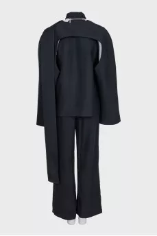 Black suit with trousers, top and cape