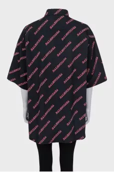 Black short sleeve zip up shirt