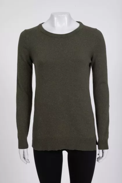 Green jumper with elbow inserts
