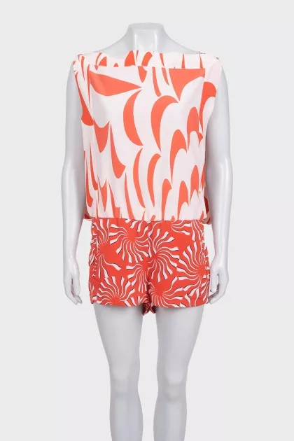 Silk jumpsuit with print
