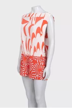 Silk jumpsuit with print