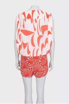 Silk jumpsuit with print