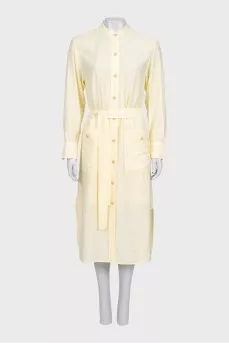 Yellow fitted dress with buttons