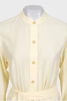 Yellow fitted dress with buttons