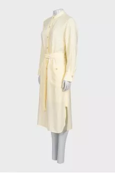 Yellow fitted dress with buttons
