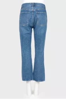 High rise blue jeans