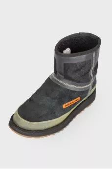Suede uggs with textile inserts
