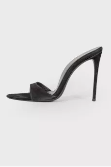 Open heel suede sandals