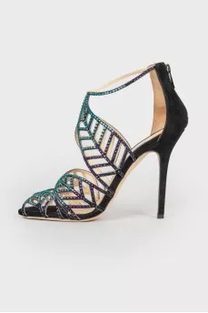 Sandals with rhinestones gradient