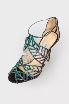 Sandals with rhinestones gradient