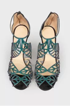 Sandals with rhinestones gradient