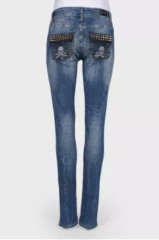 Jeans with rhinestones and studded back