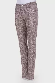 Skinny jeans with a snakeskin print
