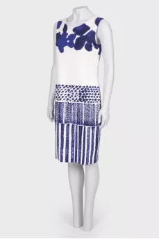Dress with an abstract blue print