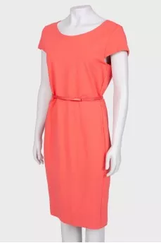 Coral dress with belt
