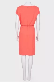 Coral dress with belt