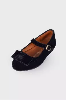 Children's velvet balerinas with a bow