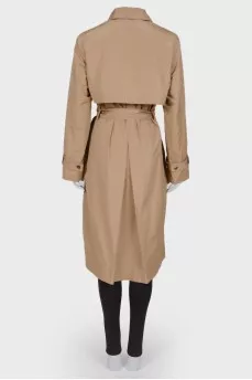 Double-breasted trench coat with a belt