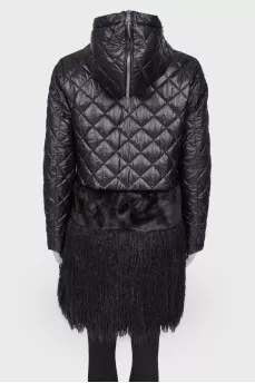 Combined down jacket with fur on the hem
