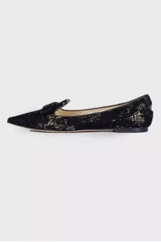 Velvet ballet flats with sequins