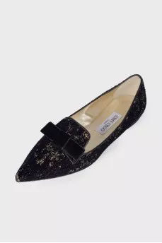Velvet ballet flats with sequins