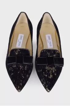 Velvet ballet flats with sequins