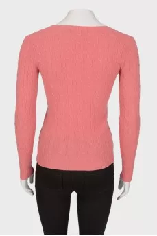 Pink sweater with embroidered brand logo
