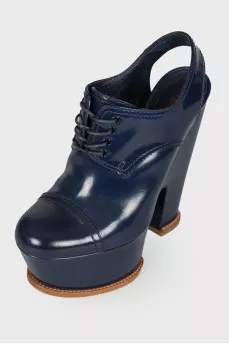 Blue ankle boots with open heel