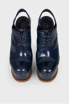 Blue ankle boots with open heel