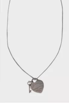 Silver heart pendant with key