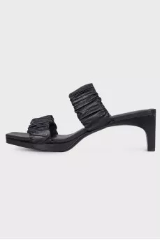 Drawstring leather sandals