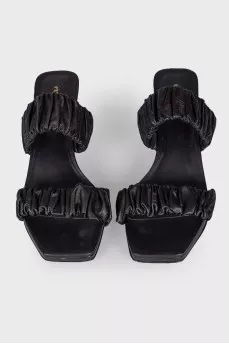 Drawstring leather sandals